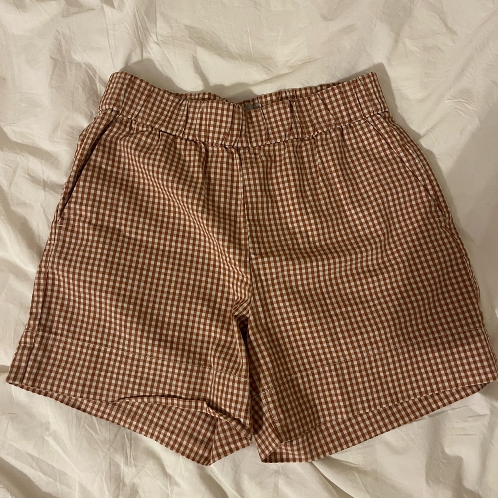 Everlane Tan Gingham Shorts